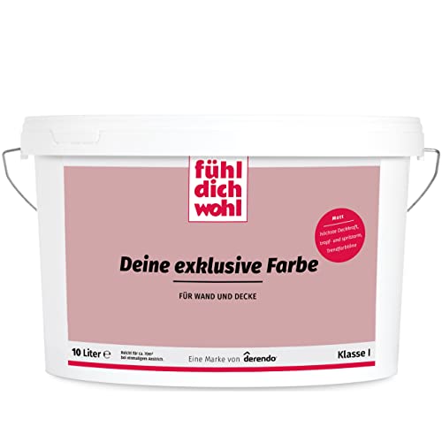 derendo Fühl Dich Wohl Deine Farbe rosa, matte Wandfarbe rosa, hohe Deckkraft, verschiedene Rosafarbtöne zur Auswahl (10L, Kirschblüte) von derendo