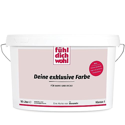 derendo Fühl Dich Wohl Deine Farbe rot, matte Wandfarbe rot, hohe Deckkraft, verschiedene Rottöne zur Auswahl (10L, Beigerosa) von derendo