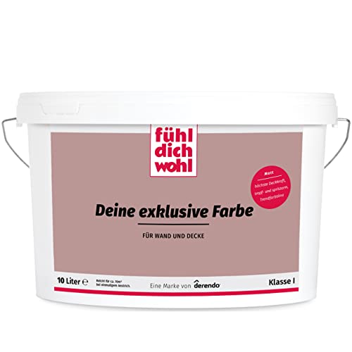 derendo Fühl Dich Wohl Deine Farbe rot, matte Wandfarbe rot, hohe Deckkraft, verschiedene Rottöne zur Auswahl (10L, Rosenholz) von derendo