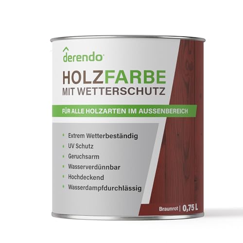 derendo Holzfarbe 750ml schwedenrot außen wetterfest Wetterschutzfarbe Langzeitschutz 750ml RAL 3011 seidenglänzend Holzlack rot Außenbereich Holzschutzlasur hohe Deckkraft derendo Holzfarbe 750ml schwedenrot außen wetterfest Wetterschutzfarbe Langzeitschutz 750ml RAL 3011 seidenglänzend Holzlack rot Außenbereich Holzschutzlasur hohe Deckkraft von derendo