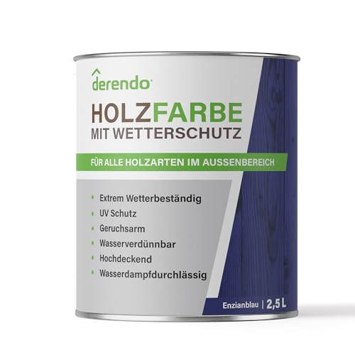 derendo Holzfarbe blau Holzfarbe außen wetterfest Wetterschutzfarbe Langzeitschutz 2,5L RAL 5010 seidenglänzend Holzlack enzianblau Außenbereich Holzschutzlasur hohe Deckkraft derendo Holzfarbe blau Holzfarbe außen wetterfest Wetterschutzfarbe Langzeitschutz 2,5L RAL 5010 seidenglänzend Holzlack enzianblau Außenbereich Holzschutzlasur hohe Deckkraft von derendo
