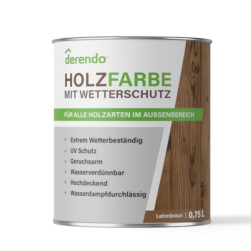 derendo Holzfarbe braun außen wetterfest Wetterschutzfarbe Langzeitschutz 750ml RAL 8003 seidenglänzend Holzlack, lehmbraun Außenbereich Holzschutzlasur hohe Deckkraft derendo Holzfarbe braun außen wetterfest Wetterschutzfarbe Langzeitschutz 750ml RAL 8003 seidenglänzend Holzlack, lehmbraun Außenbereich Holzschutzlasur hohe Deckkraft von derendo