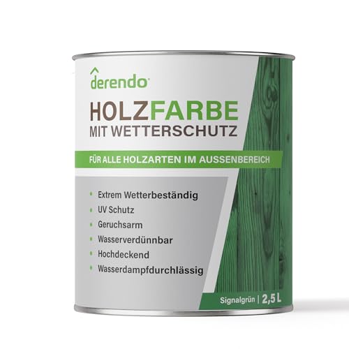 derendo Holzfarbe grün Holzfarbe außen wetterfest Wetterschutzfarbe Langzeitschutz 2,5L RAL 6032 seidenglänzend Holzlack signalgrün Außenbereich Holzschutzlasur hohe Deckkraft derendo Holzfarbe grün Holzfarbe außen wetterfest Wetterschutzfarbe Langzeitschutz 2,5L RAL 6032 seidenglänzend Holzlack signalgrün Außenbereich Holzschutzlasur hohe Deckkraft von derendo