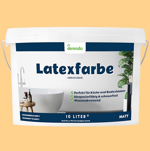 derendo Latexfarbe gelb honiggelb matt abwaschbar 10 Liter für Innen küche streichen badezimmer streichen gelbe wandfarbe hohe deckkraft wandfarbe gelb deckend von derendo