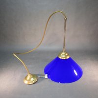 Hochwertige Deckenlampe Vintage Deckenleuchte Messingguss Halterung Textilkabel Antik Stil Hängelampe Blauer Lampenschirm Retro Hängeleuchte Hochwertige Deckenlampe Vintage Deckenleuchte Messingguss Halterung Textilkabel Antik Stil Hängelampe Blauer Lampenschirm Retro Hängeleuchte von derlampendealer