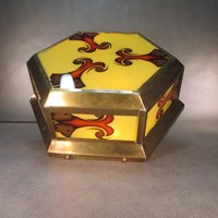 Messing Deckenlampe Vintage Decken/Wandlampe Glasscheiben Retro Antik Stil Deckenleuchte Traumhafte Patina von derlampendealer