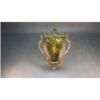 Retro Messing Laterne Rokoko Deckenlampe Antike Deckenleuchte Alte Hängelampe 56 cm Deckenabstand Vintage Hängeleuchte Aus Messingguss von derlampendealer