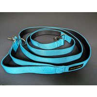 Multifunktions-Leine Mit Integriertem Kurzführer & Neopren-Polsterung I 2, 2 M Lang - 2 Karabiner 3Fach Verstellbar Freihand-Leine Türkis von deroicollars