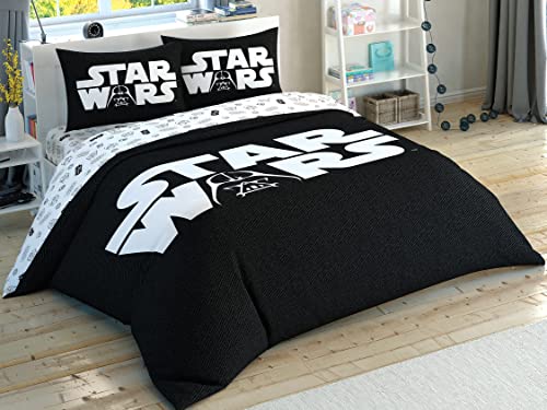 derya home Tac Star Wars Glow Lizenziertes Bettbezug-Set für Doppelbett, leuchtet im Dunkeln, Baumwolle, Schwarz von TAÇ