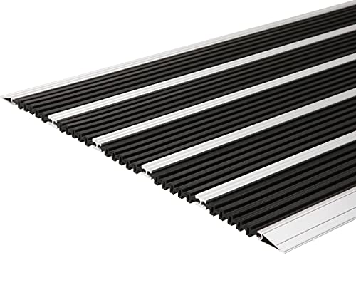 Desan | Alu Fußmatte Double Mat | 10mm Aluminium Fußabtreter für Außen und Innen | Türmatte für die Haustür | Alu Rampe | Schmutzfangmatte in 3 Größen | Schwarz | Thermoplast | 39 x 60 cm von desan d