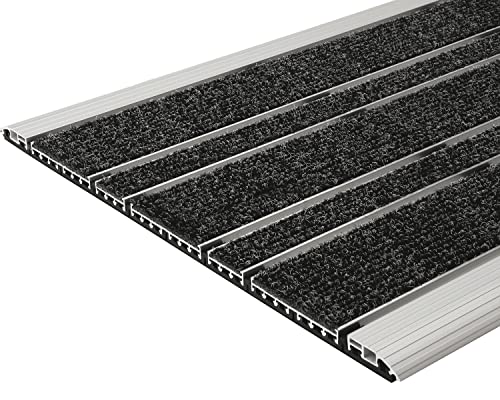Desan | Alu Fußmatte Elegant Mat Wide | 15mm Aluminium Fußabtreter für Außen und Innen | Türmatte für die Haustür | Alu Rampe | Anthrazit | Textilrips | 39 x 60 cm von desan d
