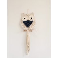 Makramee Eule Wandbehang Handgemachtes Baumwolle Dekor von designandplayStore