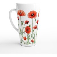 Tasse in Latte-Größe - Mohnblumen | Natur Geschenkidee Klatschmohn Latte Teetasse von designed2excite