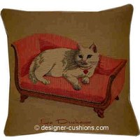 Königliche Weiße Katze La Duchesse Gobelin Kissen Abdeckung Sham von designercushions