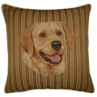 Labrador Kopf Stripe Gobelin Kissenhülle von designercushions