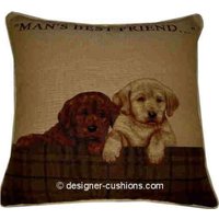 Labrador Welpen - Mans Besten Freund Im Rahmen Gobelin Kissenbezug von designercushions