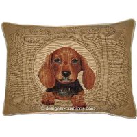 Medaillon Dackel Leicht Längliche Gobelin Kissen Kissenbezug von designercushions