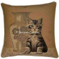 Tabby Kitten Von Vase Gobelin Kissen Abdeckung Sham von designercushions