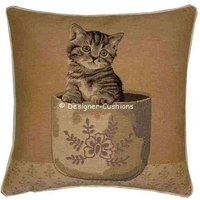 Tabby Kitten in Vase Gobelin Kissen Abdeckung Sham Tabby Kitten in Vase Gobelin Kissen Abdeckung Sham von designercushions