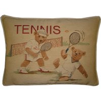 Teddybär Tennis Längliche Gewebter Gobelin Kissen Kissenbezug Teddybär Tennis Längliche Gewebter Gobelin Kissen Kissenbezug von designercushions