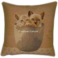 Zwei Kätzchen in Vase Gobelin Kissen Decken Sham von designercushions