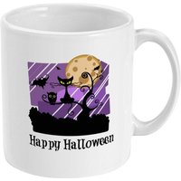 Happy Halloween - Kaffee Gruselige Geschenk Herbst Becher Trick Oder Behandeln Schwarze Katze Eule Fledermaus Kaffeetasse von designermugsonline