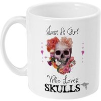 Totenkopf Tasse, Geschenk, Blumenschädel Geschenke Für Sie, Frauen, Freundin, Just A Girl Who Loves Skulls, Floral Skull Liebhaber Kaffeebecher von designermugsonline