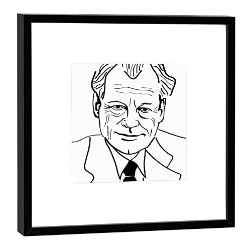 designersgroup Grafik Kunstdruck-Politiker 27x27cm-Motiv: Willy Brandt, Holz, Schwarz-Weiß, 27 x 27 cm (dunkler Rahmen) von designersgroup