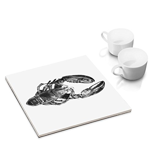 designersgroup - Keramik-Untersetzer mit Filzuntersatz für Esstisch und Küche - 15 x 15 cm - mit Fisch-Motiv: Hummer von designersgroup
