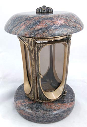 designgrab Alu Grablampe aus messingfarbenem Aluminium in Antikoptik in Granit Himalaya von designgrab
