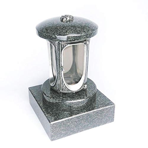 designgrab Alu Grablampe mit Granit Sockel 20x20x5 cm, aus Aluminium in Antikoptik und Granit Nero Impala von designgrab