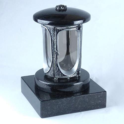 designgrab Alu Grablampe mit Granit Sockel 20x20x5 cm, aus Aluminium in Antikoptik und Granit Schwedisch Black SS1 von designgrab