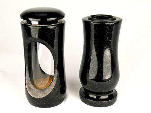 designgrab Design small Grablampe mit Vase aus Granit Schwedisch Black SS1 schwarz von designgrab