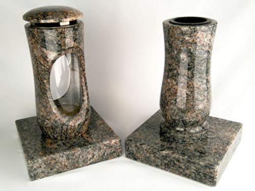 designgrab Design small Grablampe mit Vase und 2 Stück Sockel aus Granit Himalaya von designgrab