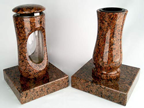 designgrab Design small Grablampe mit Vase und 2 Stück Sockel aus Granit Vanga von designgrab