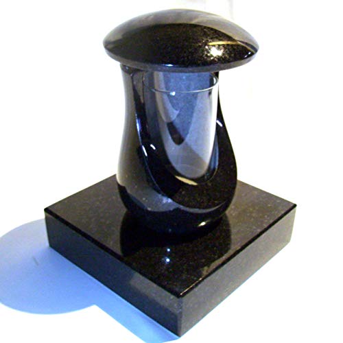designgrab Grablampe Cerres und Sockel aus Granit Schwedisch Black, Grabschmuckset von designgrab