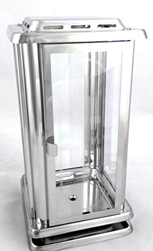 designgrab Grablampe Royal aus Edelstahl mit Kreuz auf der Türseite, Gläser aus Klarglas, Silber, 12x12x23 cm von designgrab