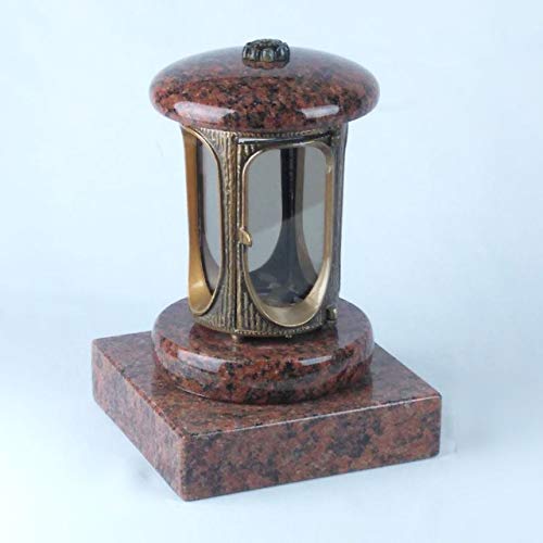 designgrab Grablampe mit Granit Sockel 20x20x5 cm, aus messingfarbenem Aluminium in Antikoptik und Granit Vanga von designgrab