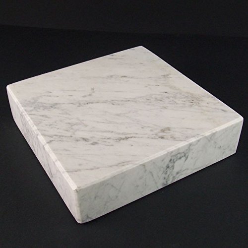 designgrab Lampen- und Vasensockel eckig 20x20x5 cm aus Carrara Marmor weiß für Grabvase oder Grablampe von designgrab