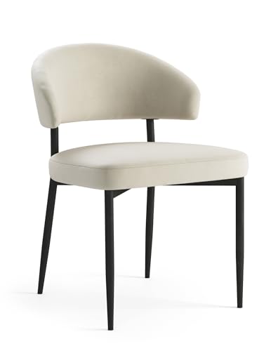 2er Set Design Esszimmerstuhl Iris Stuhl Stühle Samt, Farbe:Creme (samt) von designimpex