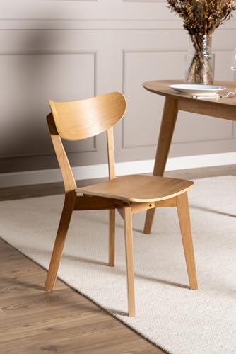 2er Set Design Esszimmerstuhl Roxy Echtholzfurnier Stuhl Stühle, Farbe:Eiche Natur von designimpex