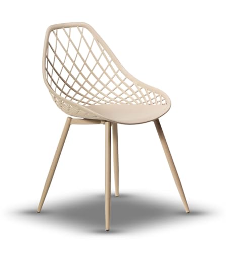 designimpex Design Lugo Esszimmerstuhl Gartenstuhl Outdoor Stuhl Stühle Terasse, Farbe:Beige von designimpex