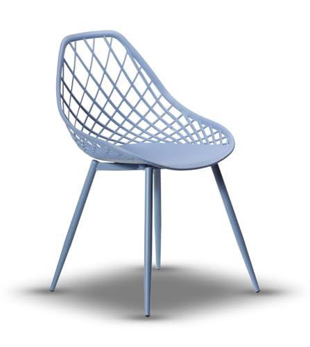 2er Set Design Lugo Esszimmerstuhl Gartenstuhl Outdoor Stuhl Stühle, Farbe:Hellblau von designimpex