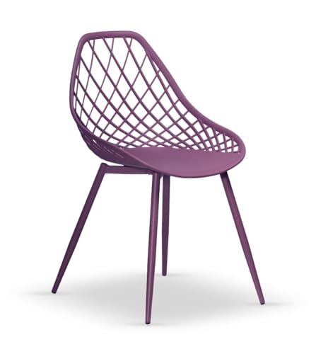 2er Set Design Lugo Esszimmerstuhl Gartenstuhl Outdoor Stuhl Stühle, Farbe:Lila von designimpex