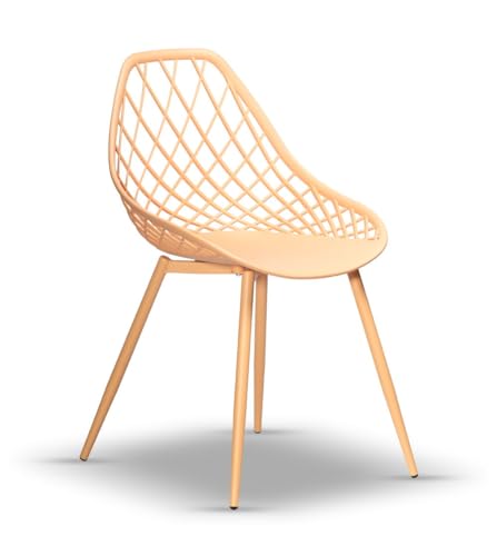 2er Set Design Lugo Esszimmerstuhl Gartenstuhl Outdoor Stuhl Stühle, Farbe:Pfirsich von designimpex