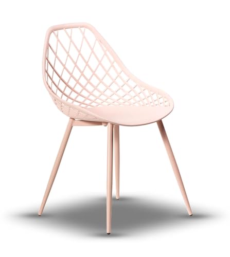 2er Set Design Lugo Esszimmerstuhl Gartenstuhl Outdoor Stuhl Stühle, Farbe:Rosa von designimpex