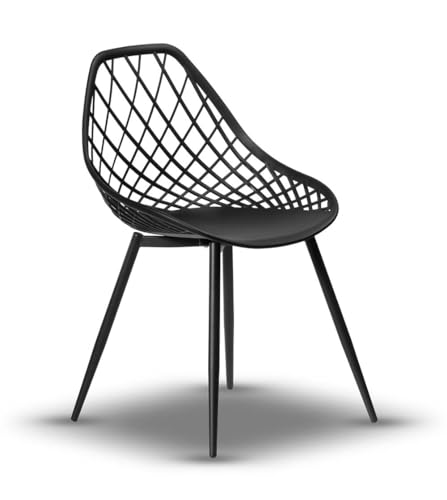 2er Set Design Lugo Esszimmerstuhl Gartenstuhl Outdoor Stuhl Stühle, Farbe:Schwarz von designimpex