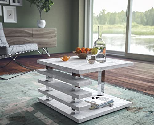 Design Couchtisch DC-2 Beton 60x60x40cm eckig Ablage modern quadratisch Wohnzimmertisch Beistelltisch Sofatisch platzsparend Wohnzimmer kleine Räume Living Room Table von designimpex