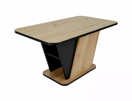 Design Couchtisch GSC-111 Eiche Artisan - Schwarz matt Stauraum Tisch, Farbe:Eiche Artisan - Schwarz matt von designimpex