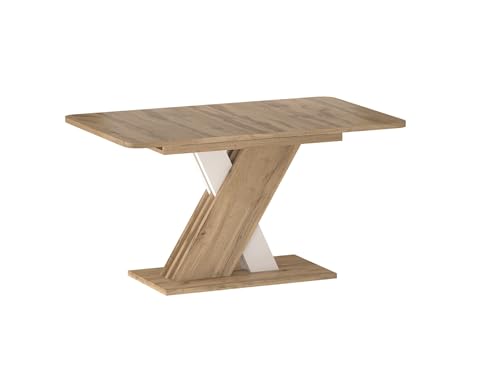 Design Esstisch GS-555 Eiche Wotan - Weiß matt ausziehbar 140-180 cm von designimpex
